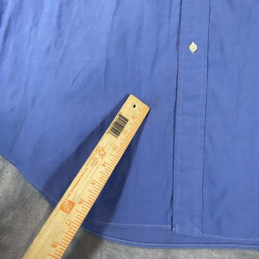 Polo Ralph Lauren Shirt Mens 17.5 36-37 Blue Long Slv Pinpoint Oxford Yarmouth - Picture 7 of 7